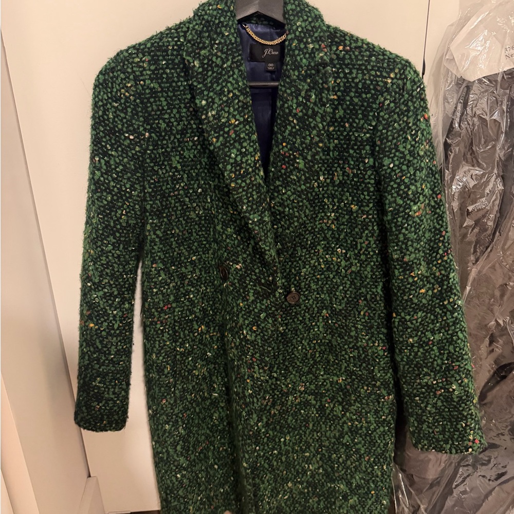 J. Crew Green Tweed Coat